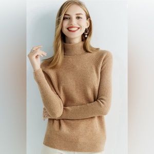 LINY XIN || Khaki/Tan 100% Merino Wool Sweater. Sz. S